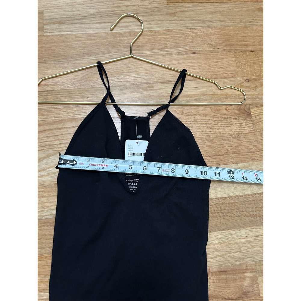 Intimately Free People Black Ribbed V-Neck Racerback Bodysuit XS/S - Picture 10 of 11